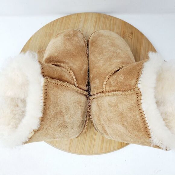 UGG Erin Boots Infant L High Top Wrap Brown Suede Sheepskin Baby Strap Booties - Picture 8 of 11